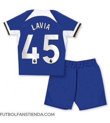 Chelsea Romeo Lavia #45 Primera Equipación Niños 2023-24 Manga Corta (+ Pantalones cortos)